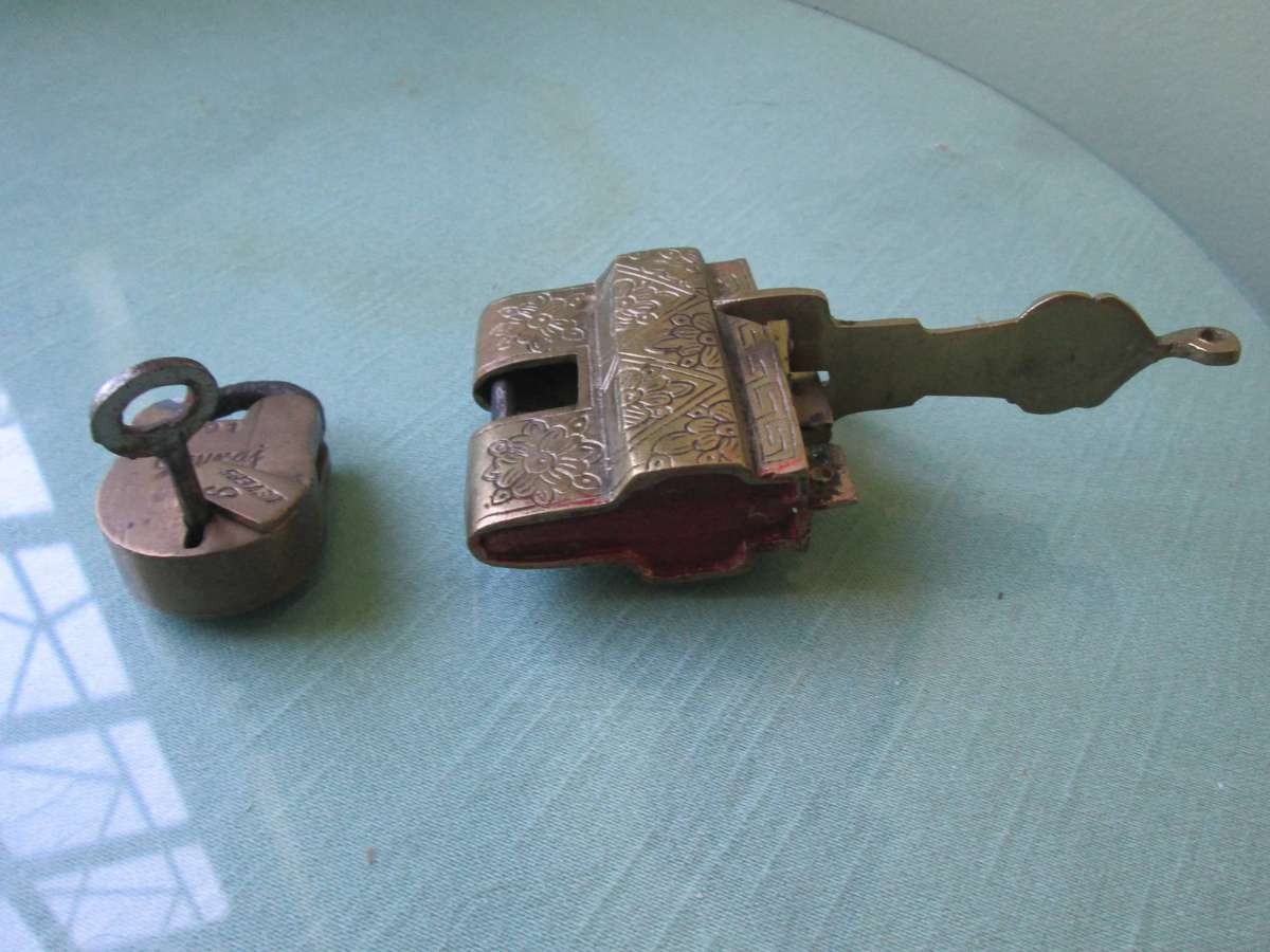 2x Antique Indian Locks with keys- in working condition