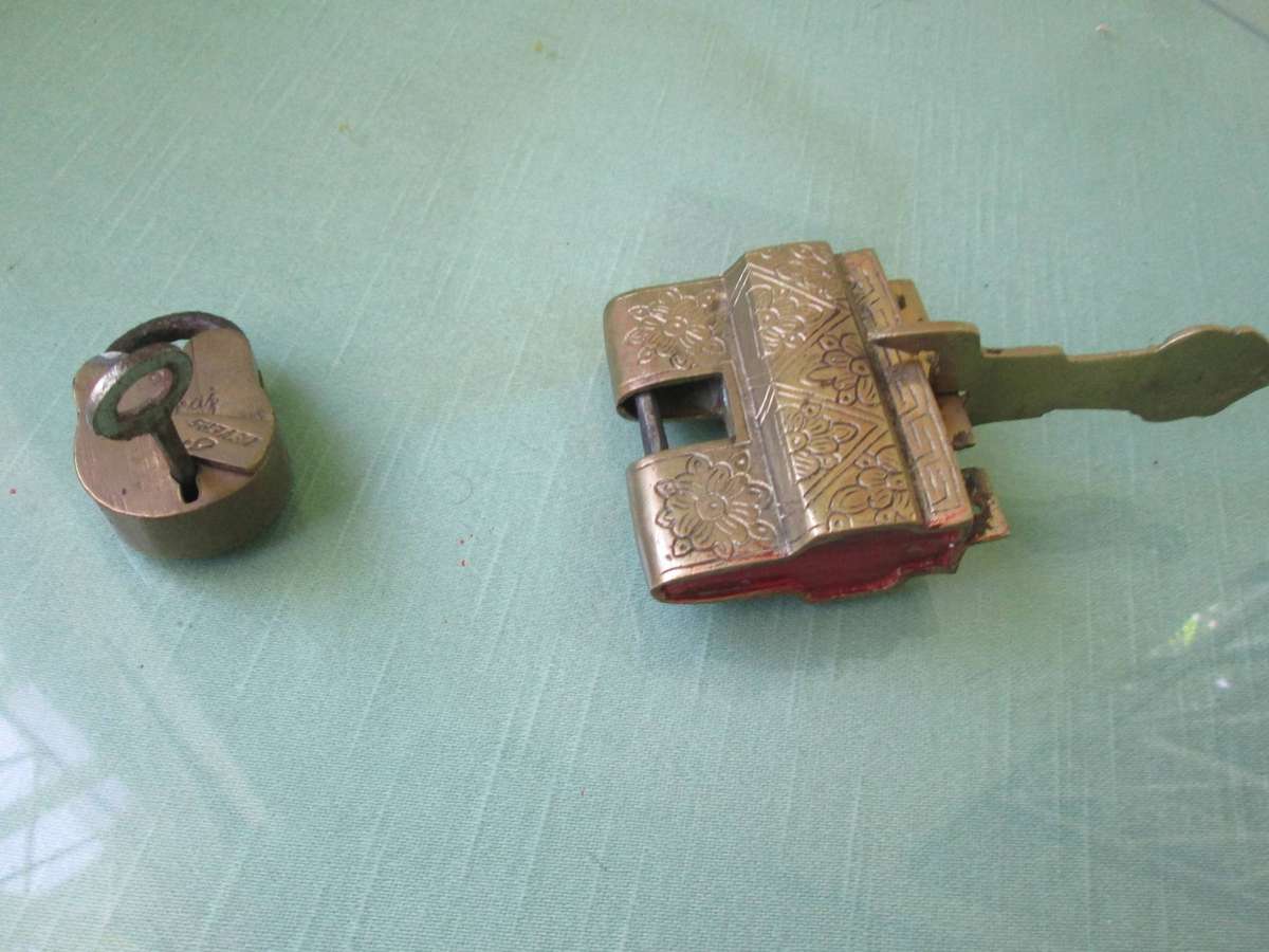2x Antique Indian Locks with keys- in working condition