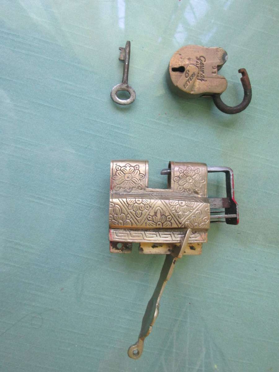 2x Antique Indian Locks with keys- in working condition