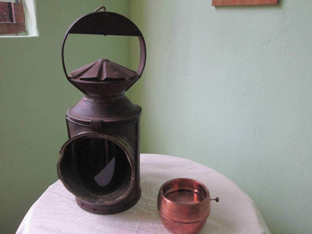 Antique 1950s South African Railways Conductors Lamp & Ashtray