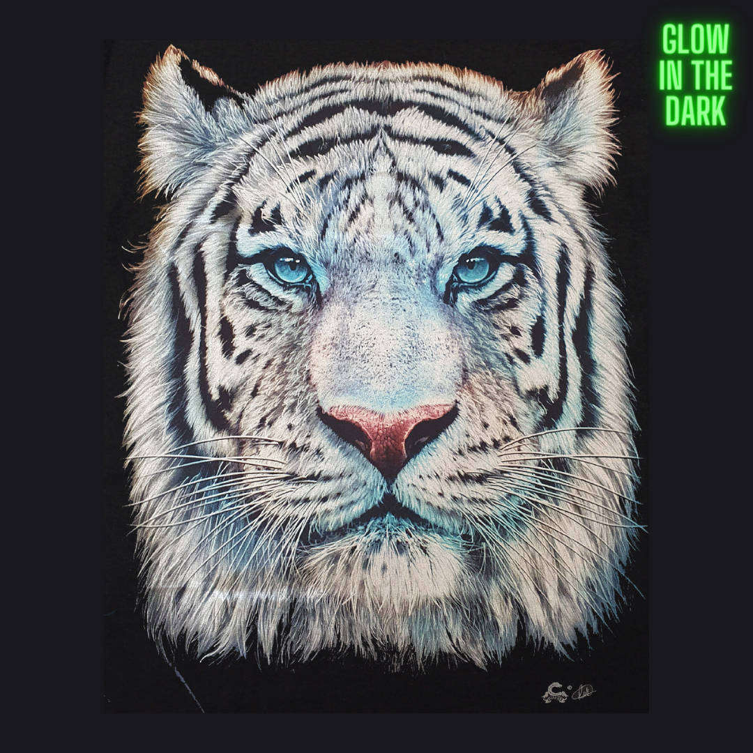Blue Tiger - Black T-shirt-High Definition Glow In The Dark (TS0121S)
