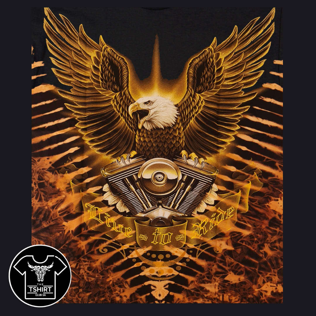 Live To Ride - Black T-Shirt - High Definition - Eagle (TS0151S)