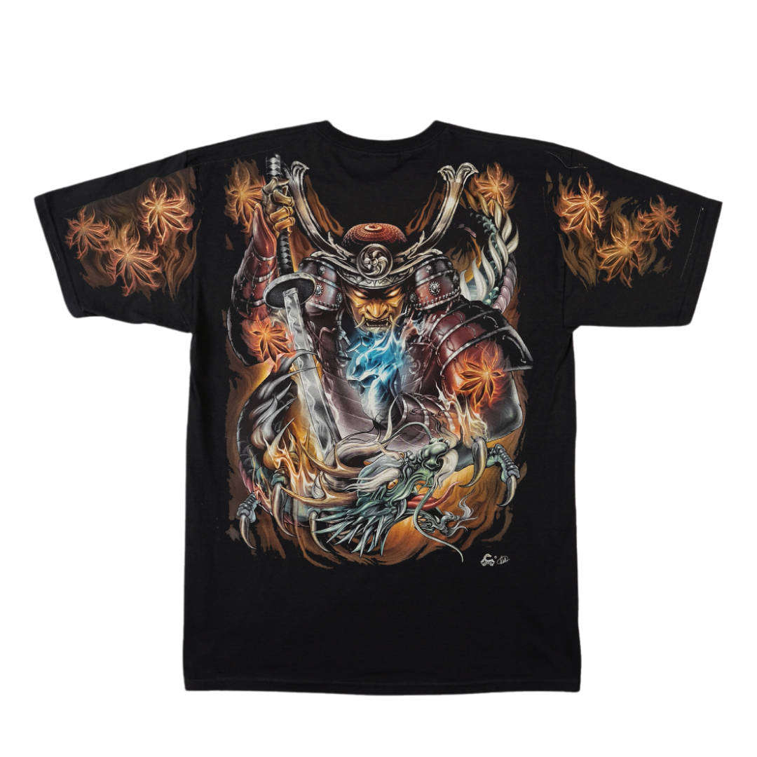 Samurai-All Over Print -Black T-Shirt -High Definition Glow In The Dark (TS0156L)