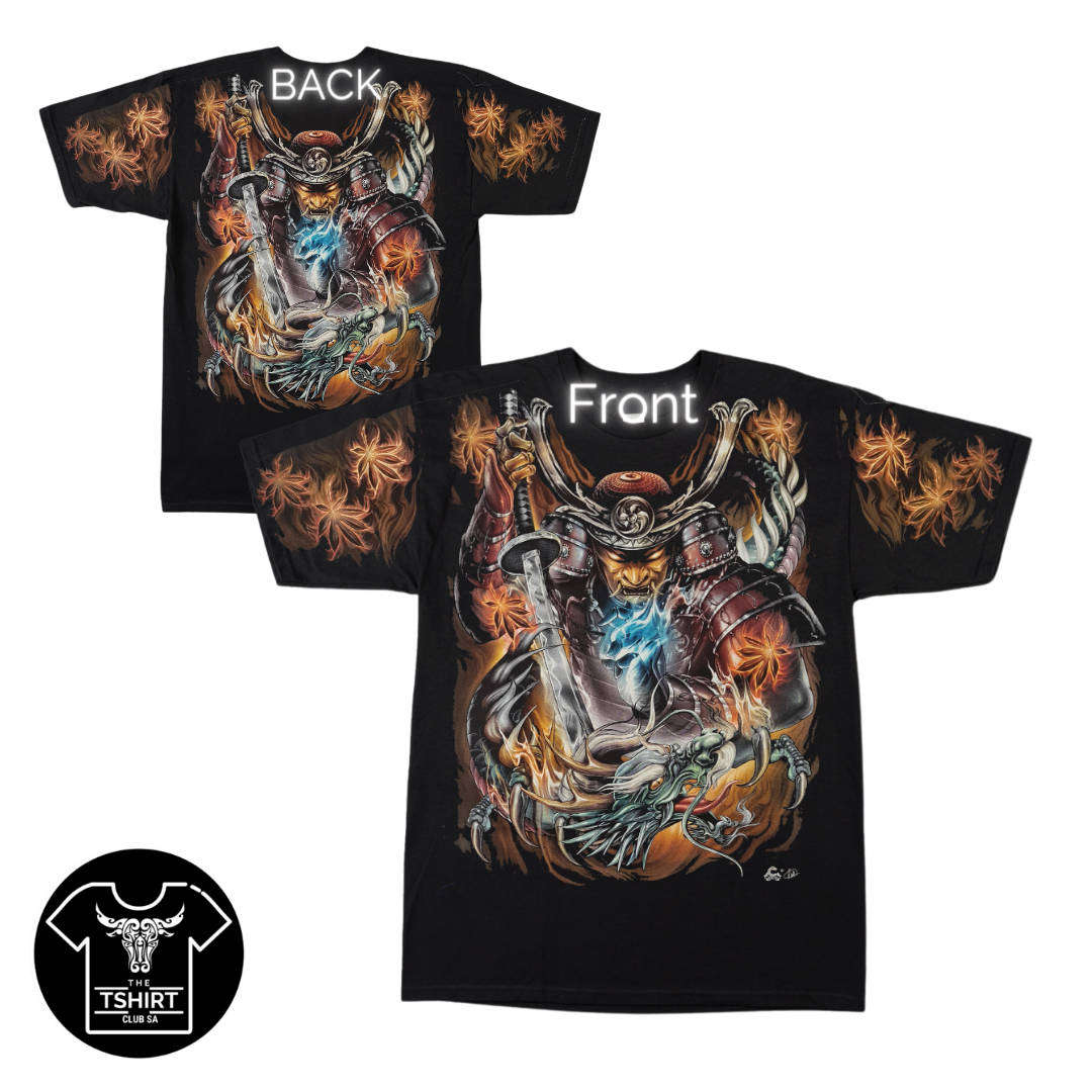 Samurai-All Over Print -Black T-Shirt -High Definition Glow In The Dark (TS0156L)