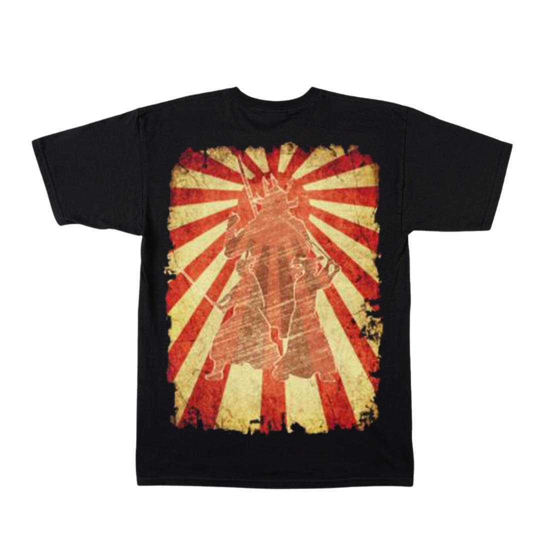 Skull Rising Sun - Black T-Shirt - High Definition Glow In The Dark (TS0052M)