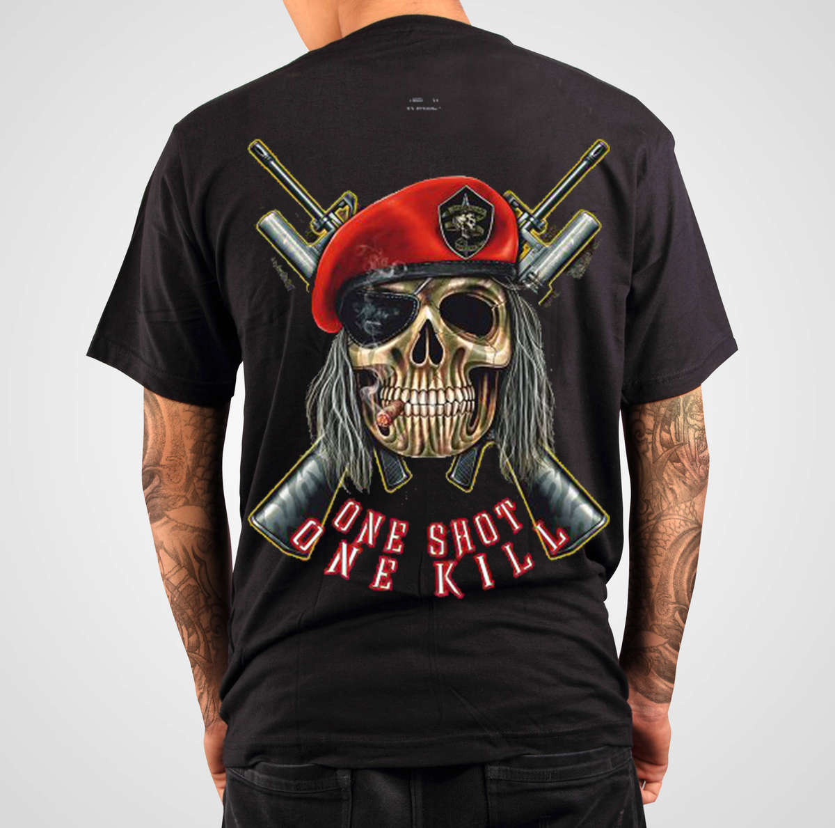 Skull Cigar - Black T-shirt-High Definition Glow In The Dark (TS0056M)