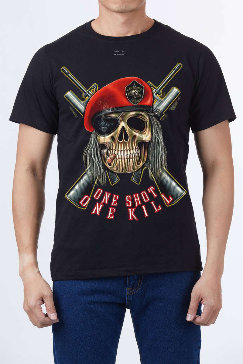 Skull Cigar - Black T-shirt-High Definition Glow In The Dark (TS0056M)