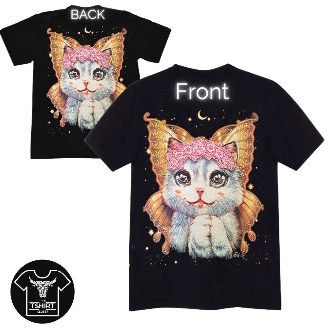 Fairy Cat Black T-Shirt High Definition Glow In The Dark TS0126S