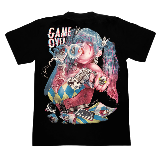 Game Over - Black T-Shirt - High Definition Glow In The Dark (TS0138M)