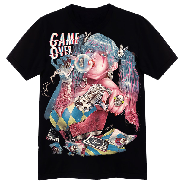 Game Over - Black T-Shirt - High Definition Glow In The Dark (TS0138M)