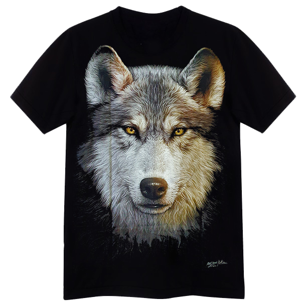 Light Wolf - Black T-shirt-High Definition Glow In The Dark (TS0145L)