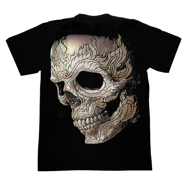 Pierced Skull - Black T-shirt-High Definition Glow In The Dark (TS0147L)