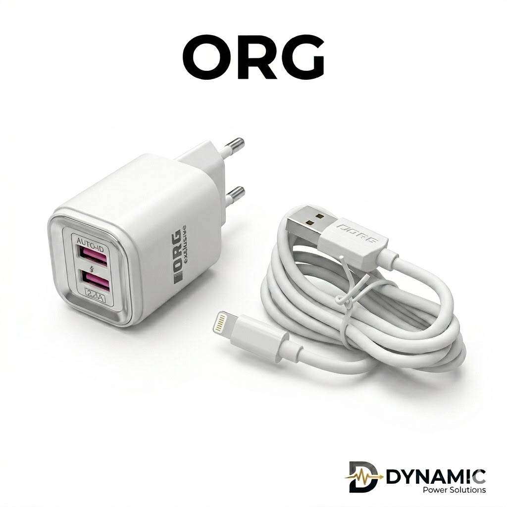 ORG 2.4A Dual USB Port Charger with USB to I-Phone Cable