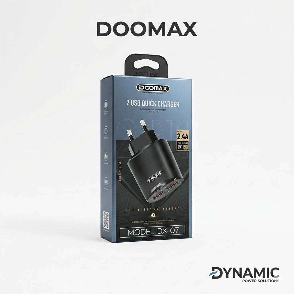 DOOMAX 2.4A Dual USB Port Home Charger with Micro USB Cable