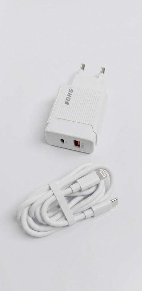 ORG 20W Fast Charger USB & Type-C Port with Type-C to I-Phone Cable