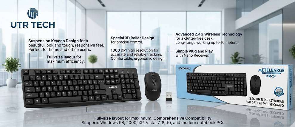DOOMAX 2.4GHz Wireless Keyboard and Optical Mouse Combo