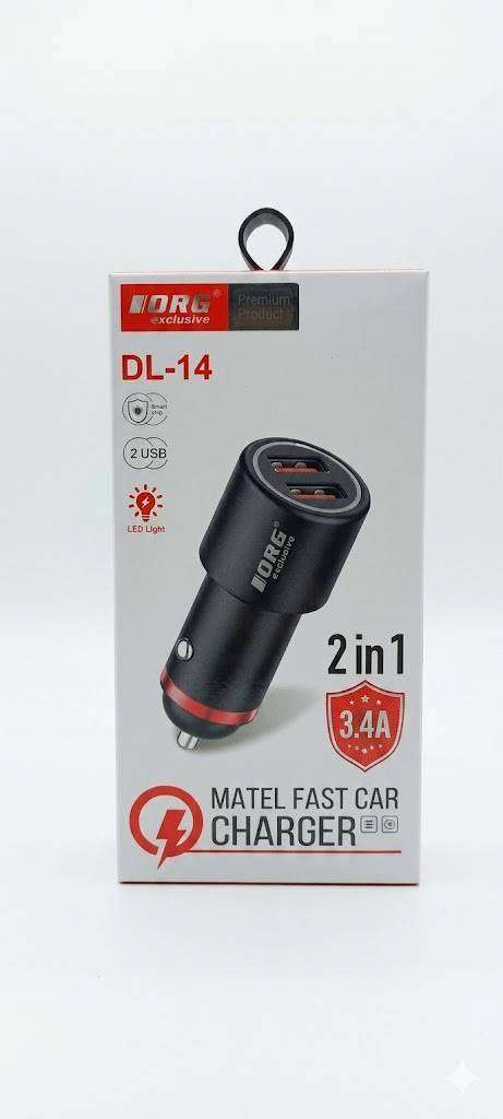 ORG 3.4A Dual USB Port Car Charger with USB to Type-C Cable