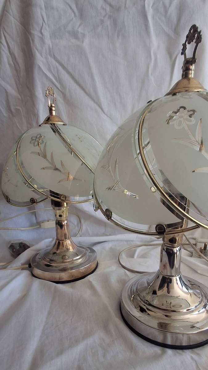 Pair of antique brass lamps