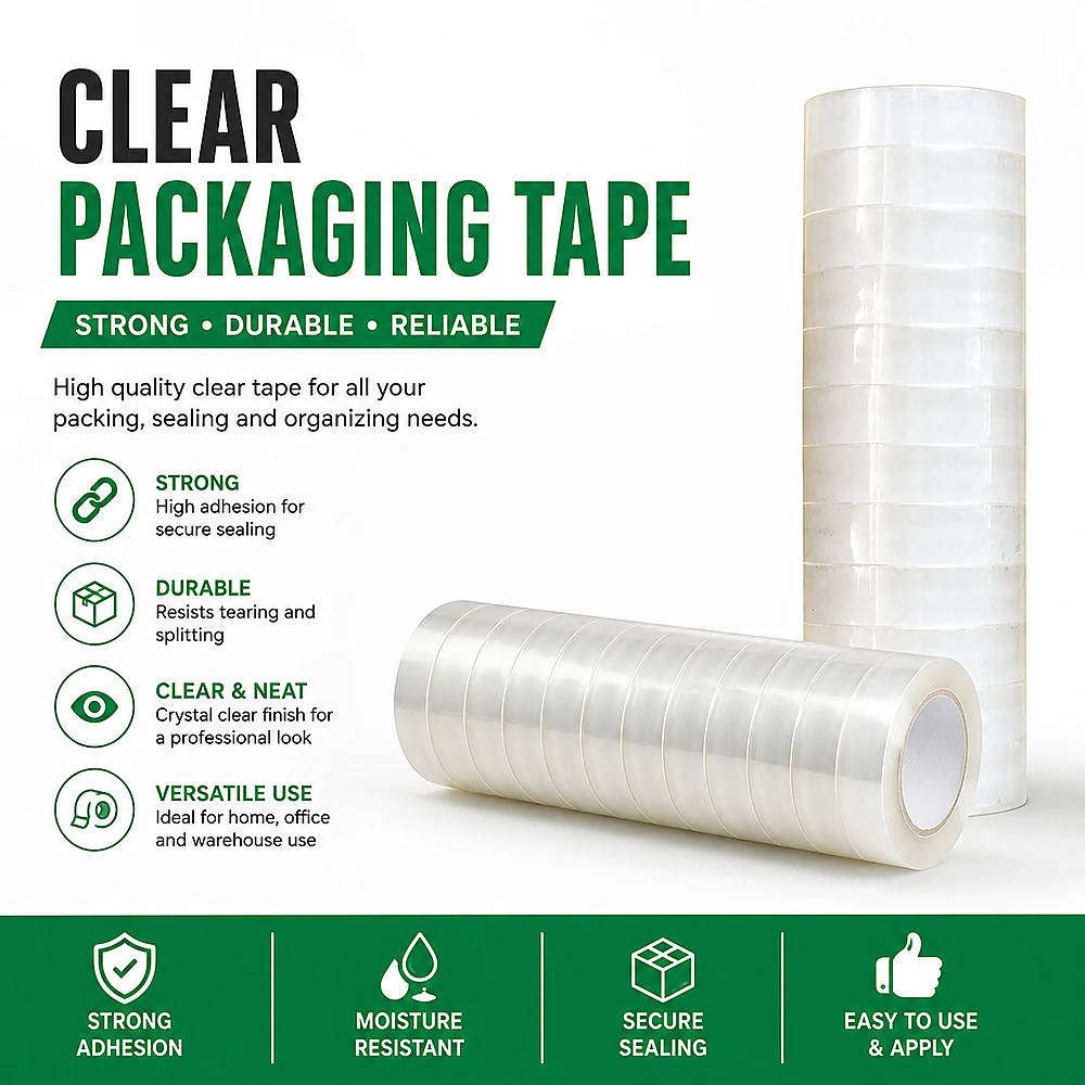 12 piece 30m clear tape