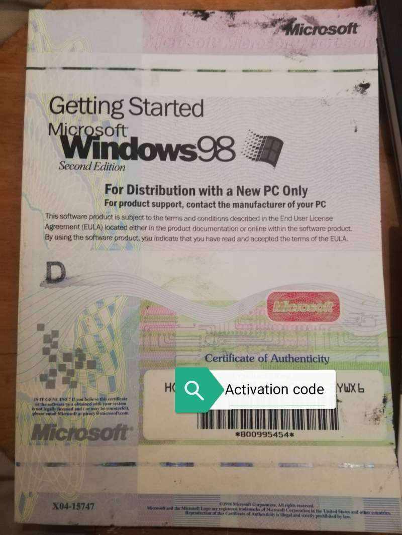 Microsoft Windows 98 Second Edition Collector's Pack with Manual, Disc, COA Key & Starts Here Sleeve