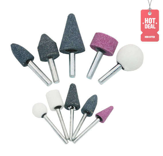 Ceramic Abrasive Stone Mounted Stone Set Grinding Head Abrasives Tools 10Pcs