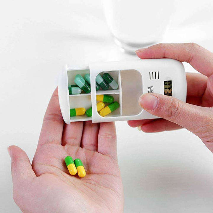 Mini Portable Daily Medicine Kit With Digital Alarm Clock Reminder