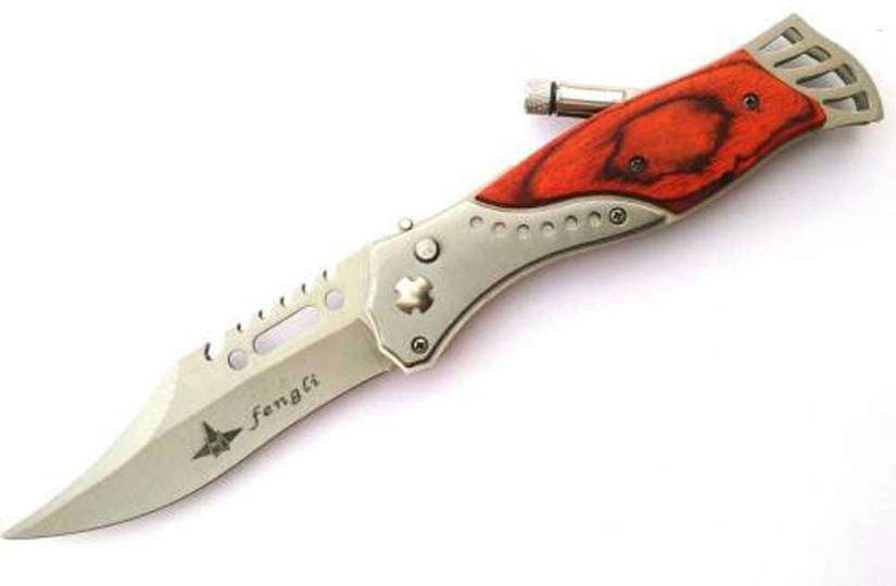 718 Assisted Opening Knife Pocket 440 Blade Wood Handle