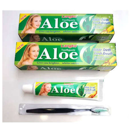 6 Pack Aloe & Mint Toothpaste with 6 Bamboo Bristle Toothbrushes - 2 Pack