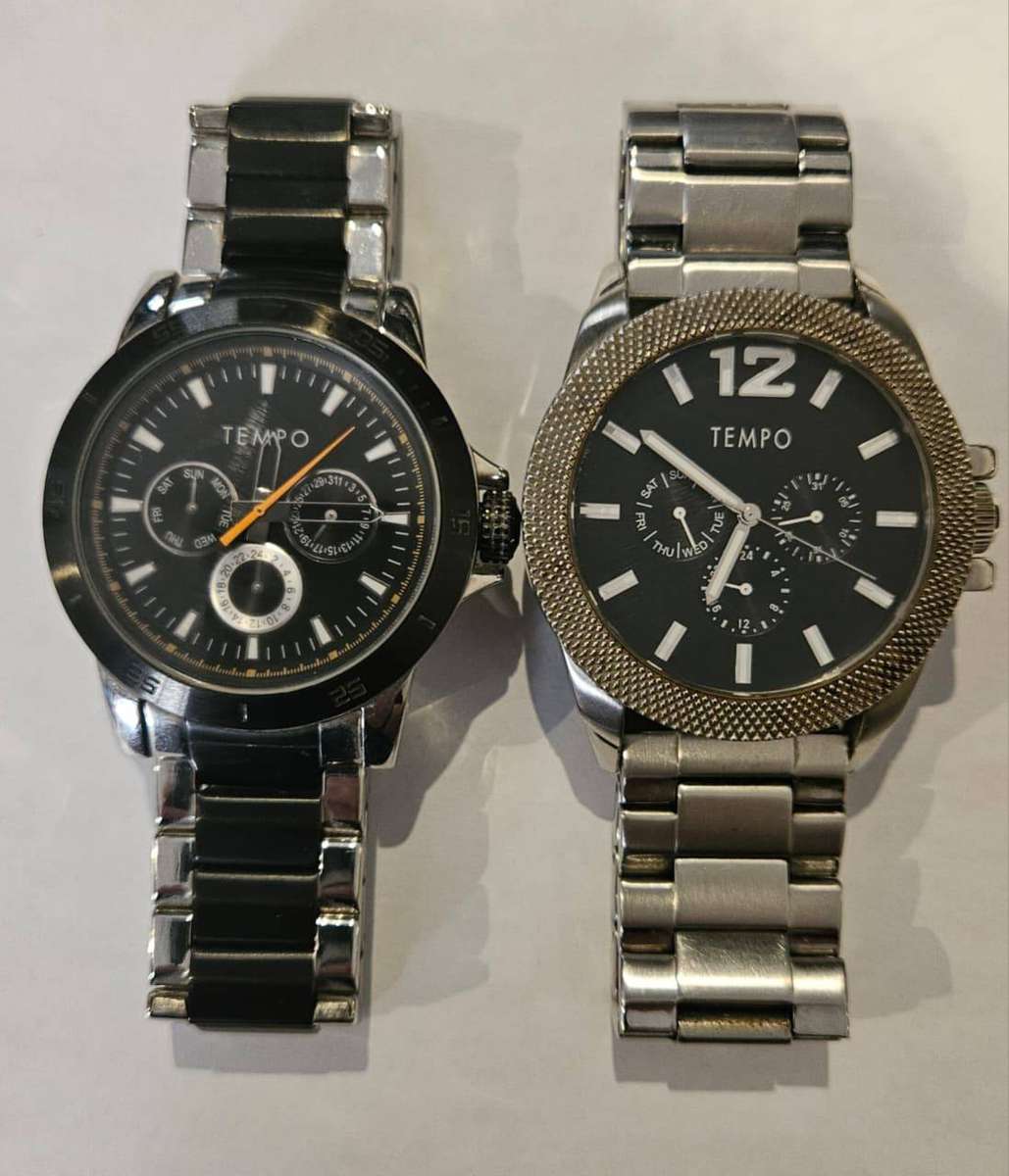 Tempo Watch Set  2 Stylish Stainless Steel Watches (Mens)