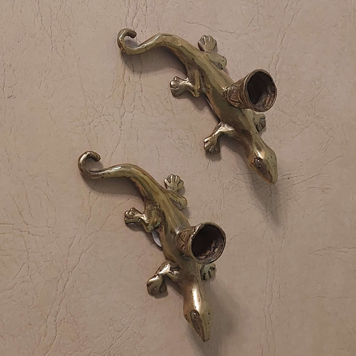 Brass Lizzard Candle Stick holders ×2