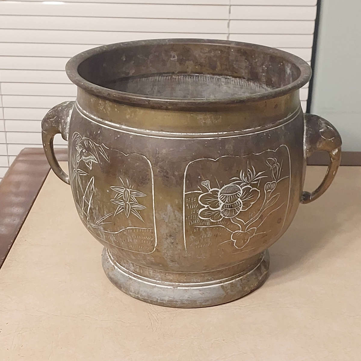 Vintage Chinese Brass Jardiniere