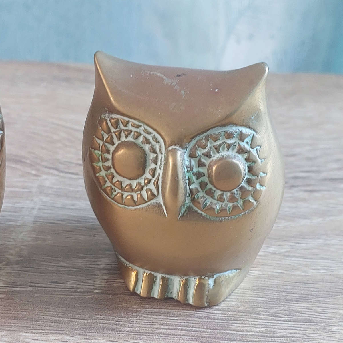 Vintage Brass Owl Figurines x2