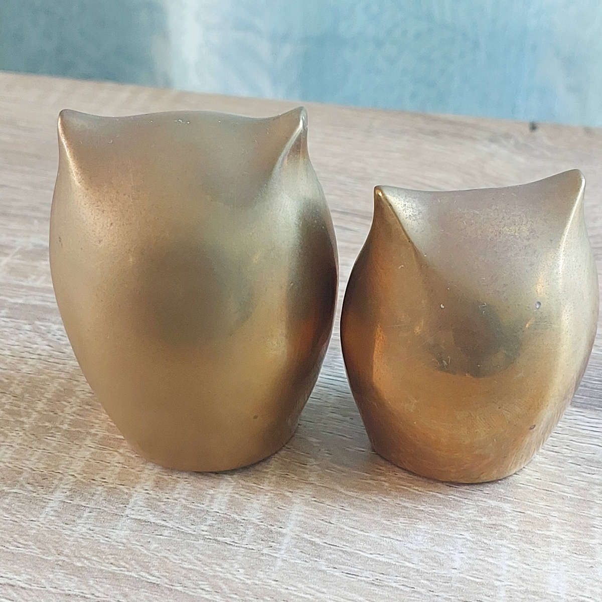 Vintage Brass Owl Figurines x2