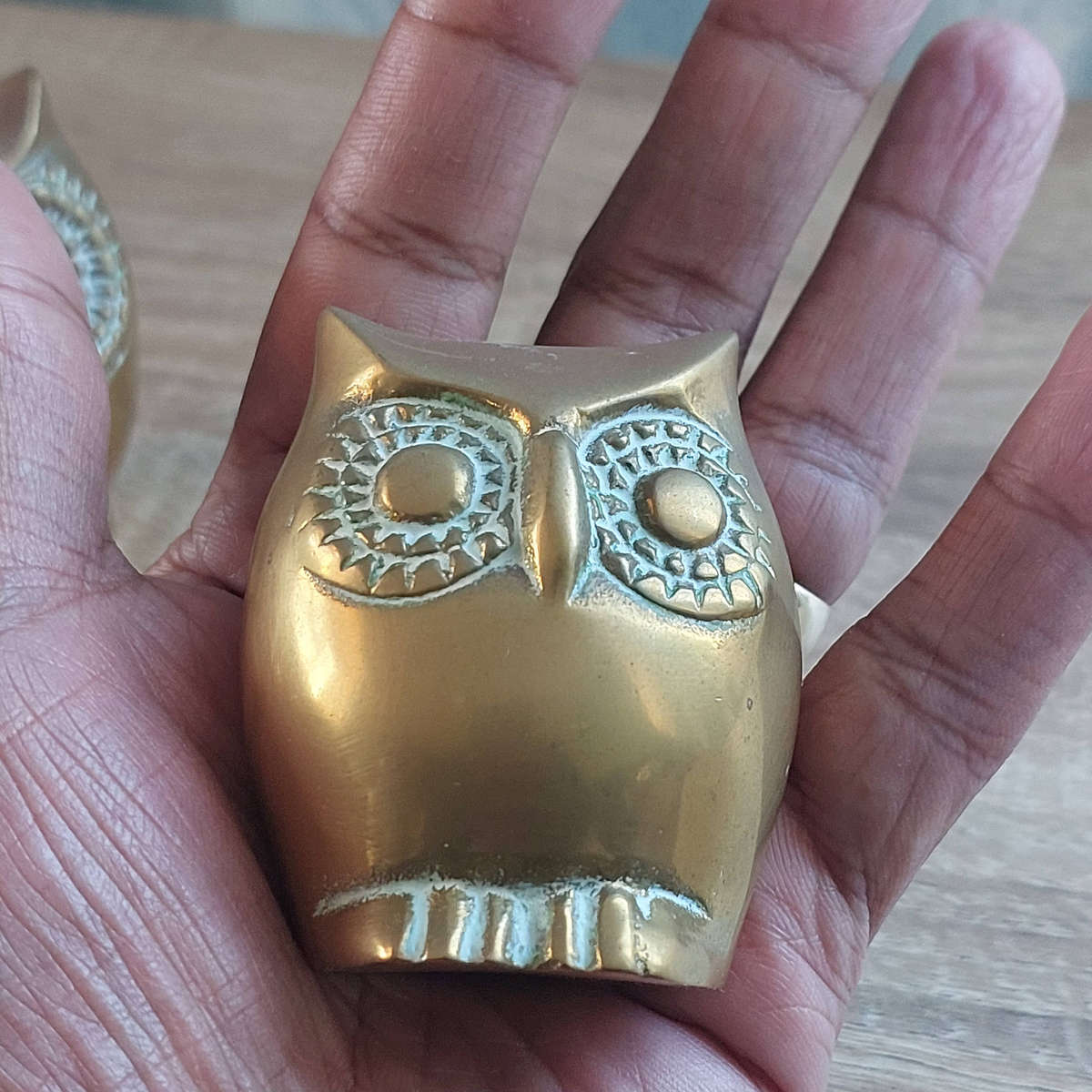 Vintage Brass Owl Figurines x2