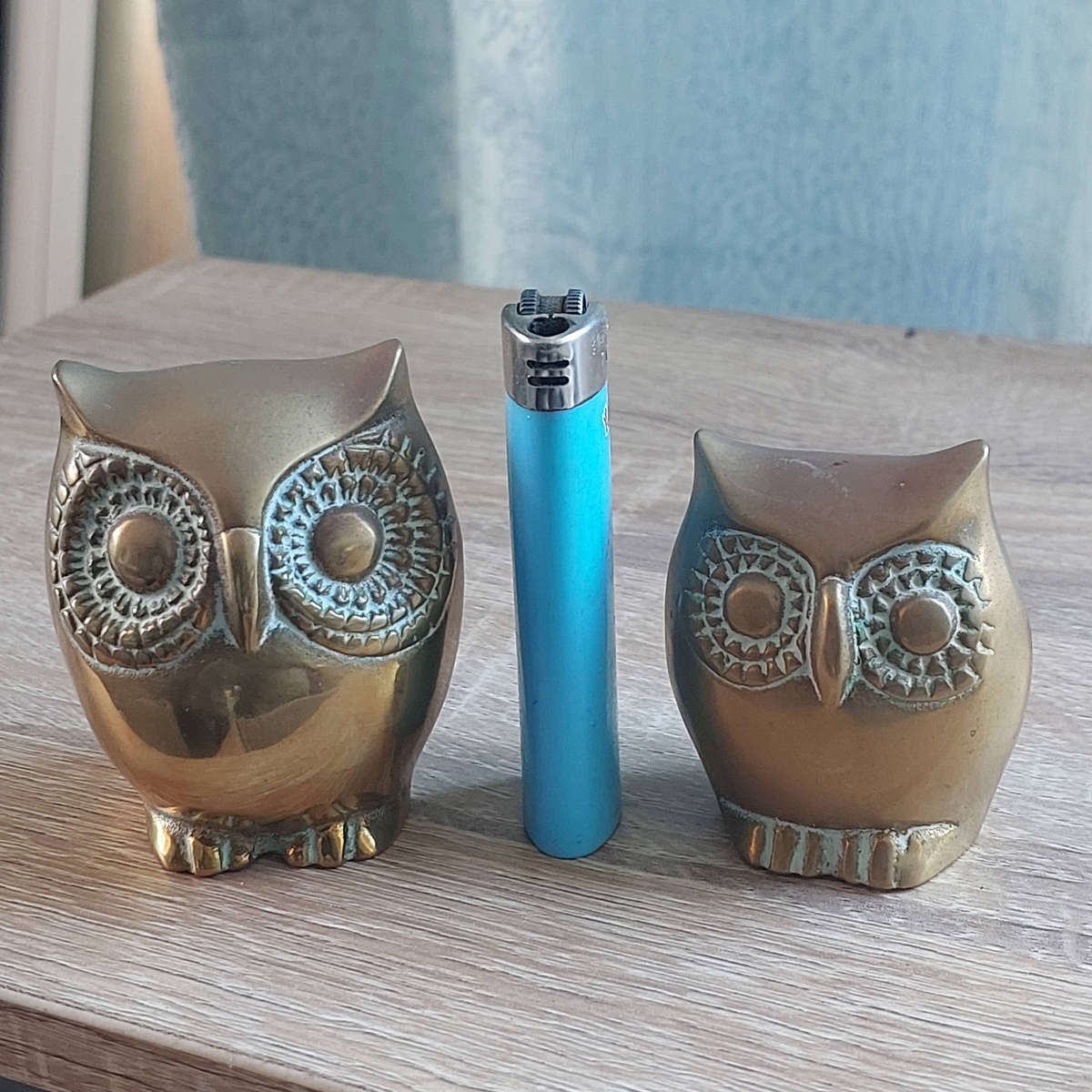 Vintage Brass Owl Figurines x2