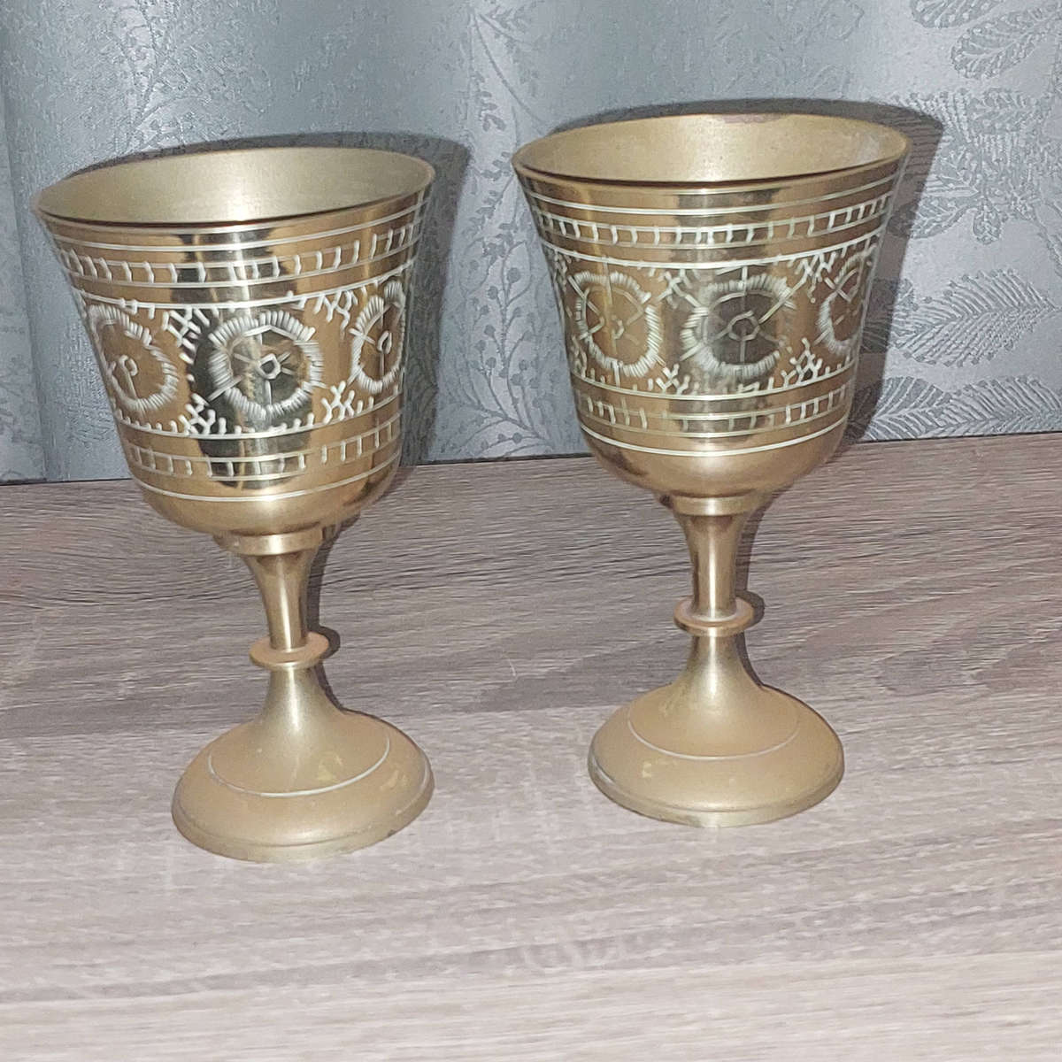 Etched Brass Goblets