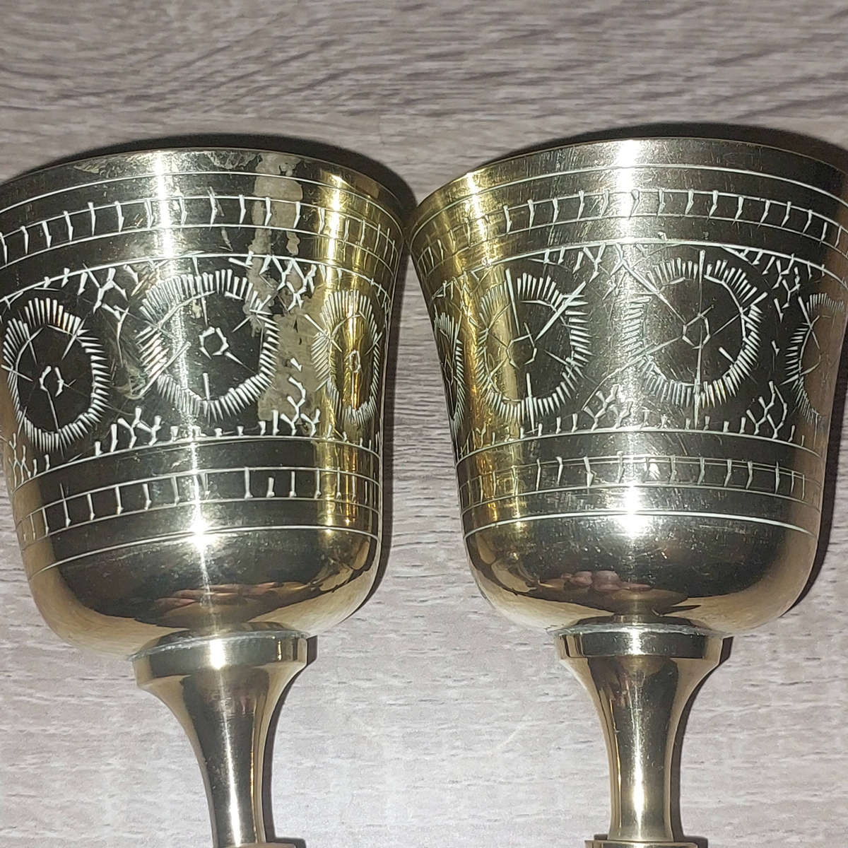 Etched Brass Goblets