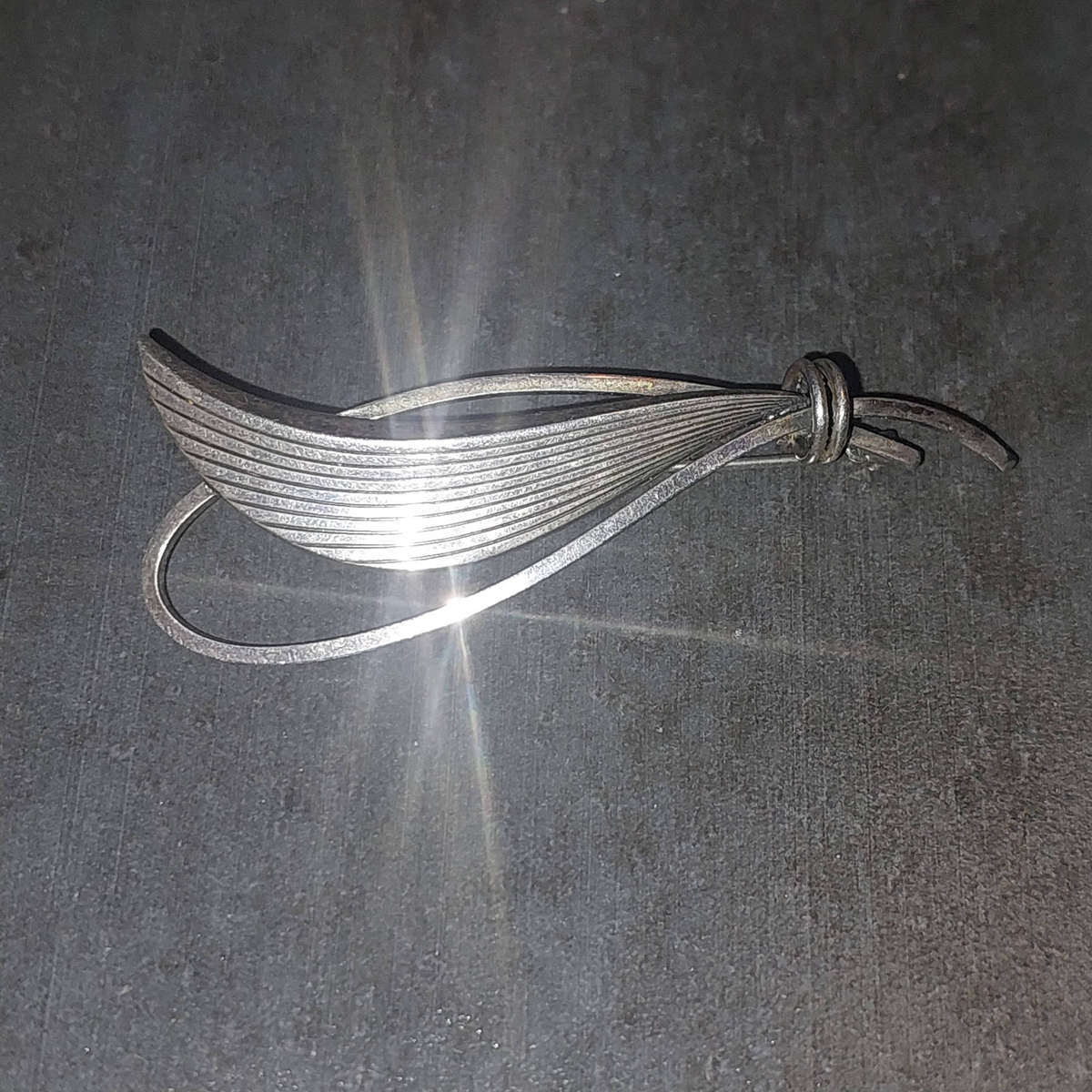Vintage Silver Leaf Brooch