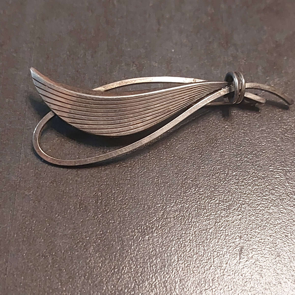 Vintage Silver Leaf Brooch