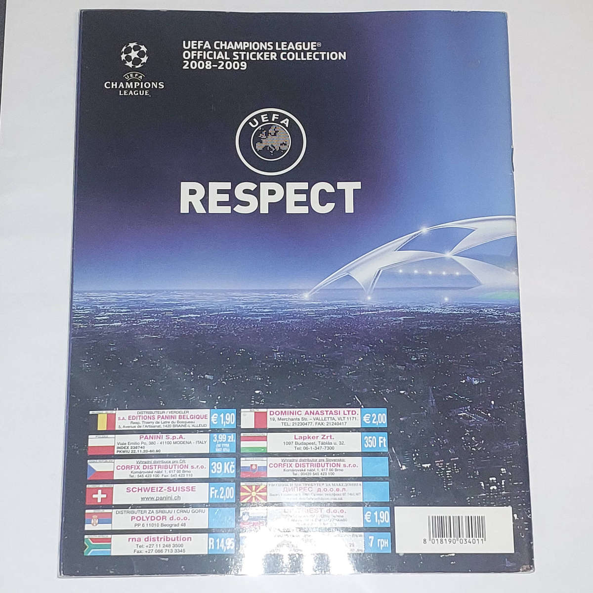 Panini UEFA Champions League 2008 2009 sticker album INCOMPLETE