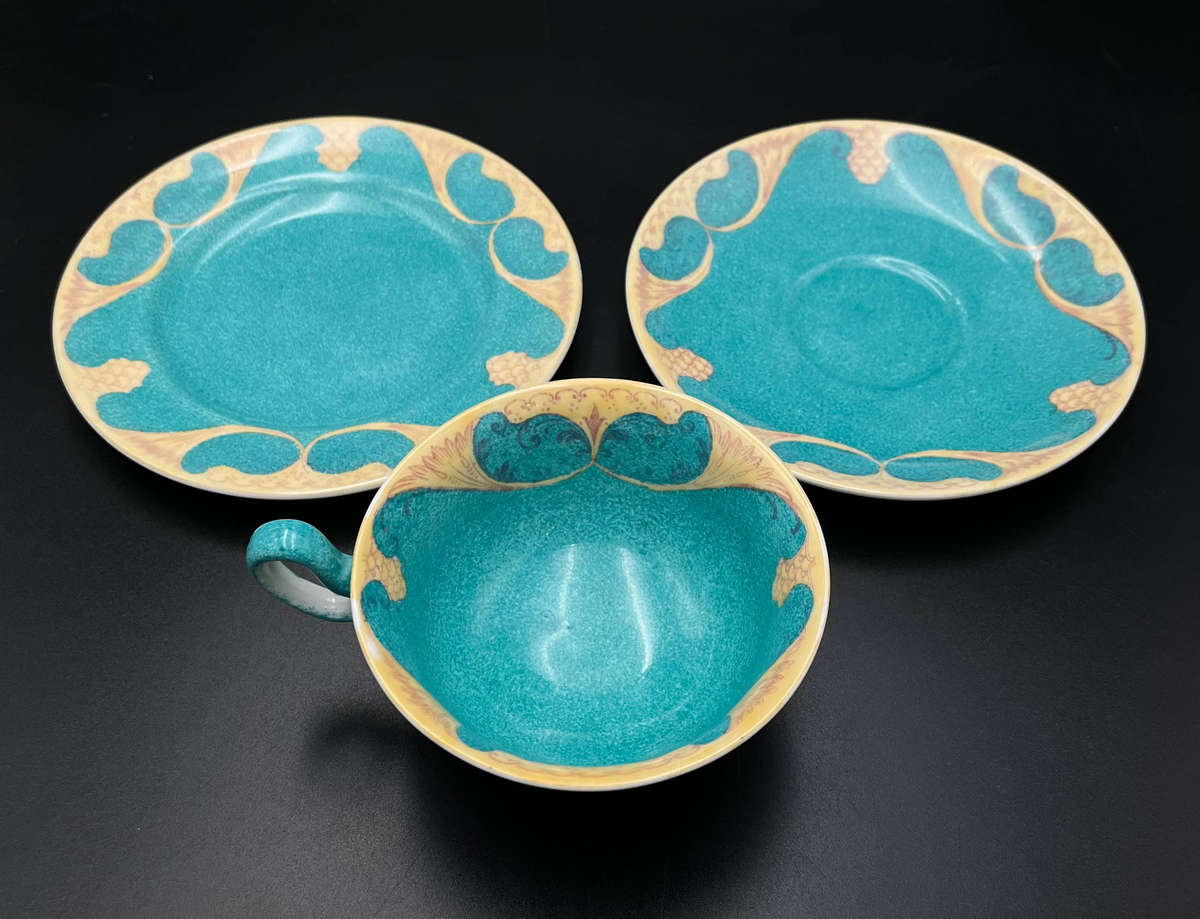 Wedgewood Tea Trio - Turquoise and yellow