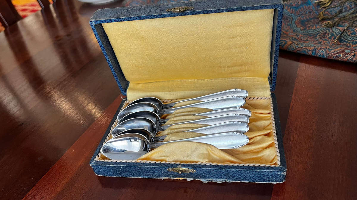 Vintage Boxed Set of 6 German Rostfrei Teaspoons  Elegant Art Deco Style Flatware