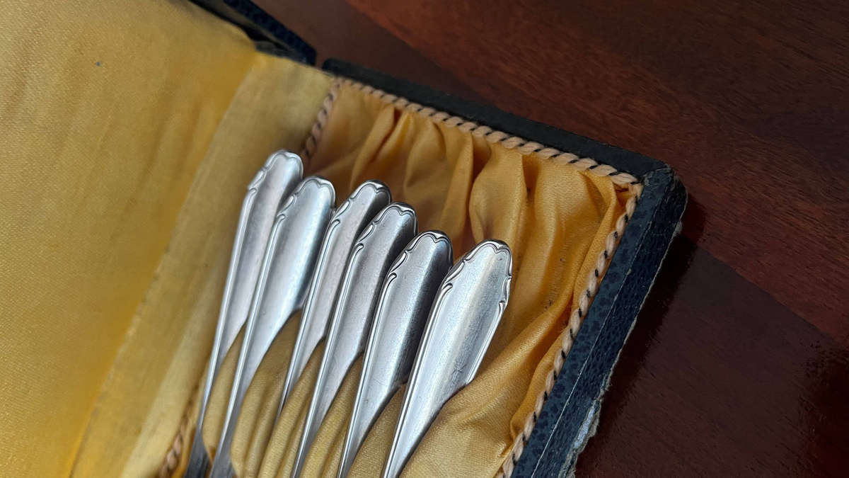 Vintage Boxed Set of 6 German Rostfrei Teaspoons  Elegant Art Deco Style Flatware