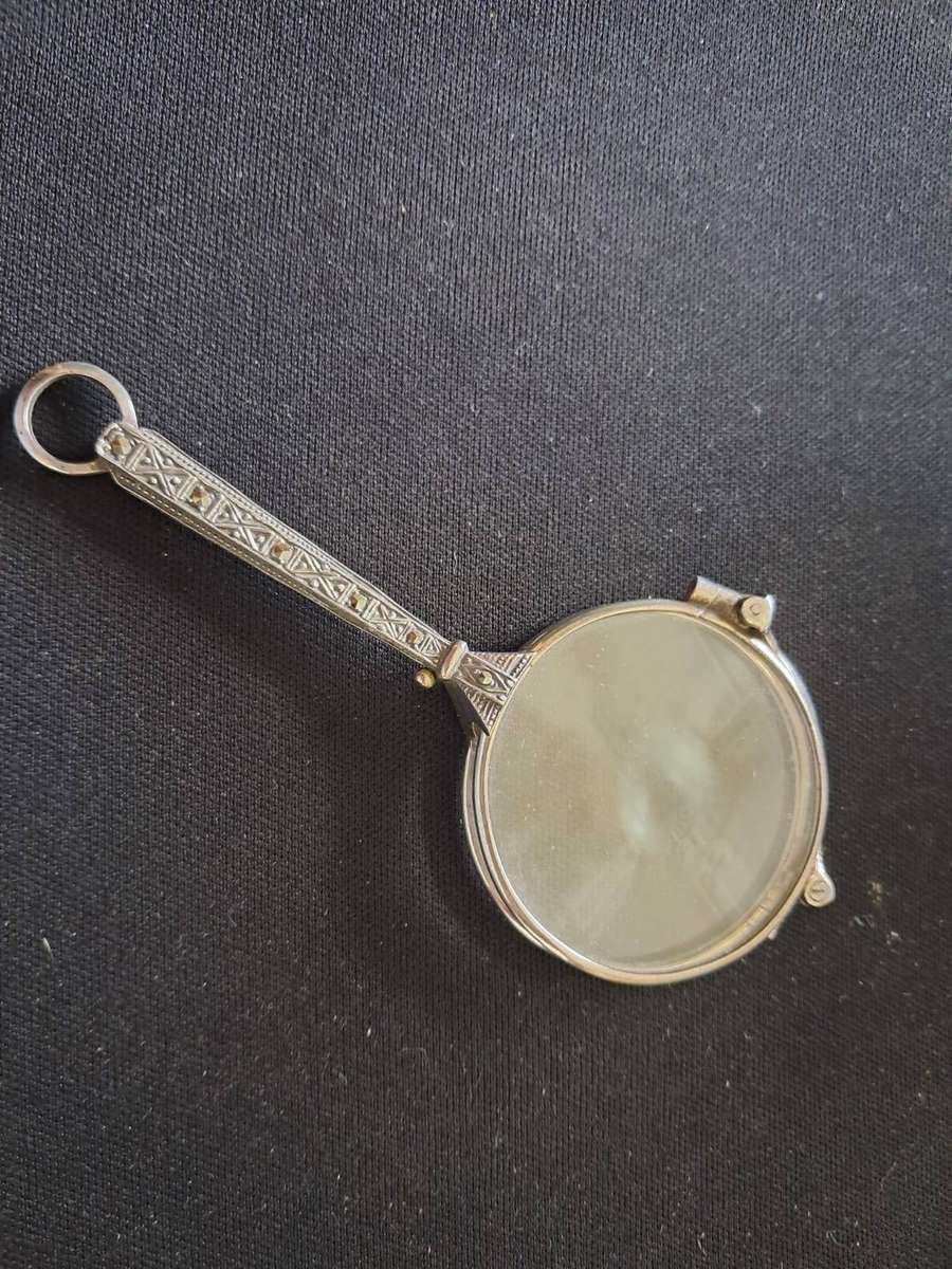 Vintage Silver Lorgnette-Folding Opera Glasses