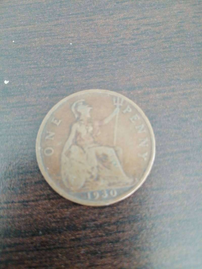 1930 British penny coin - Great Britain numismatic Collectible.
