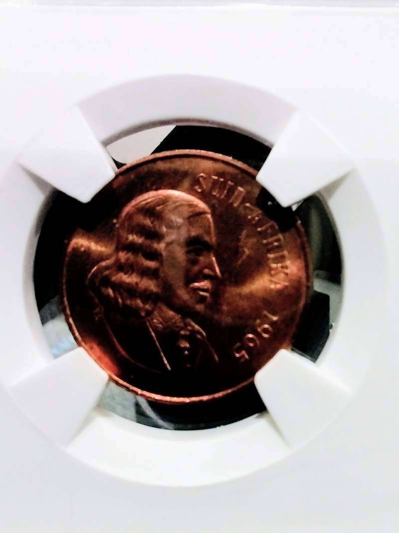 SA 1965 2 Cent PF64 Red Afrikaans Legend