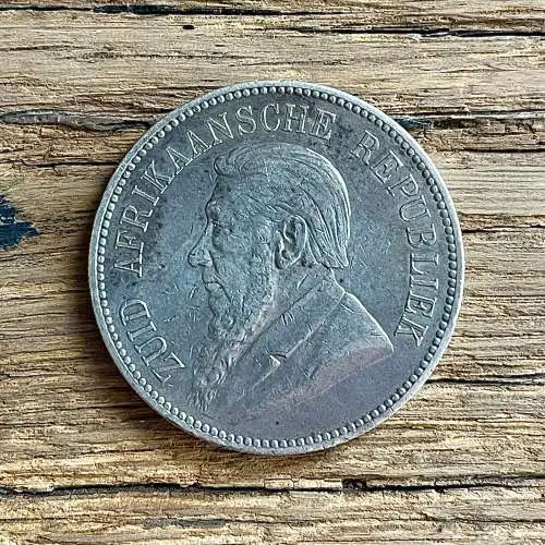 1892 ZAR 5 SHILLINGS - ELUSIVE DOUBLE SHAFT VARIETY