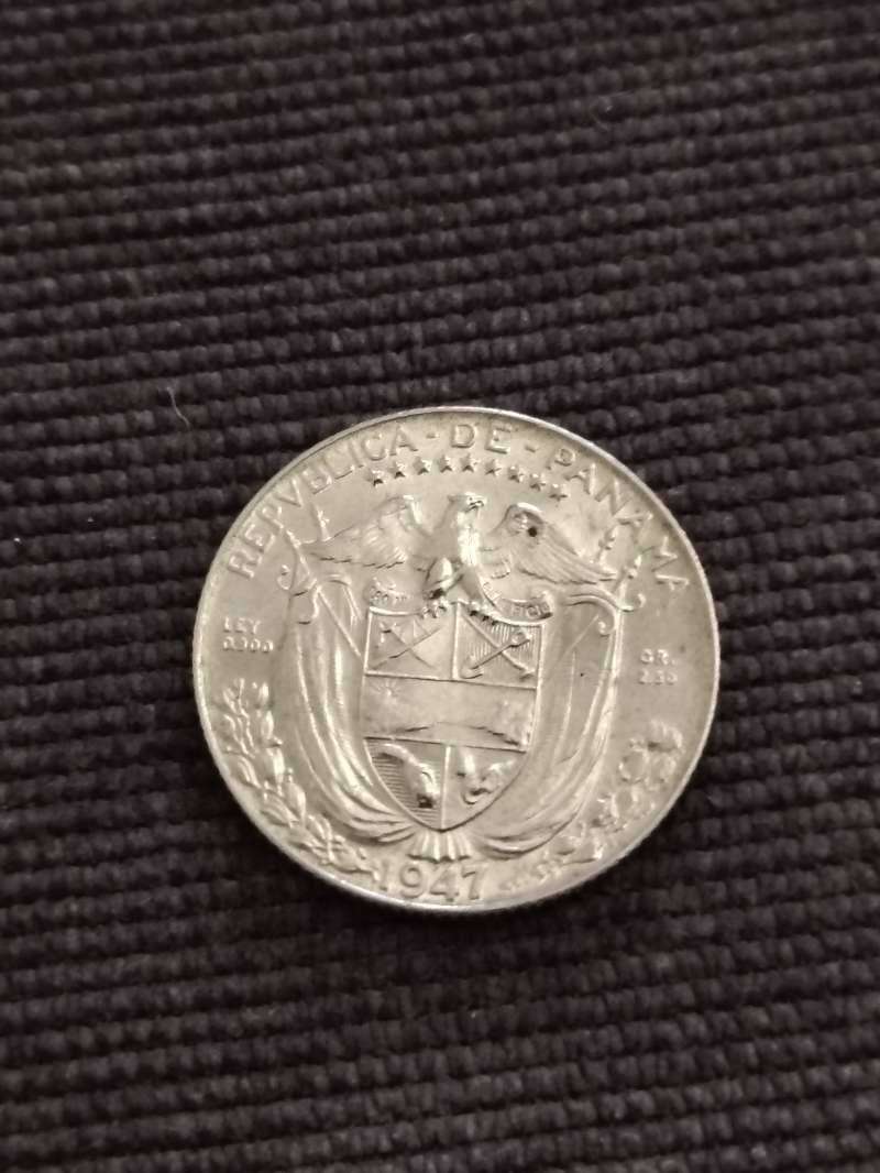 Silver Panama 1947 1/10 Balboa Almost Uncirculated AU