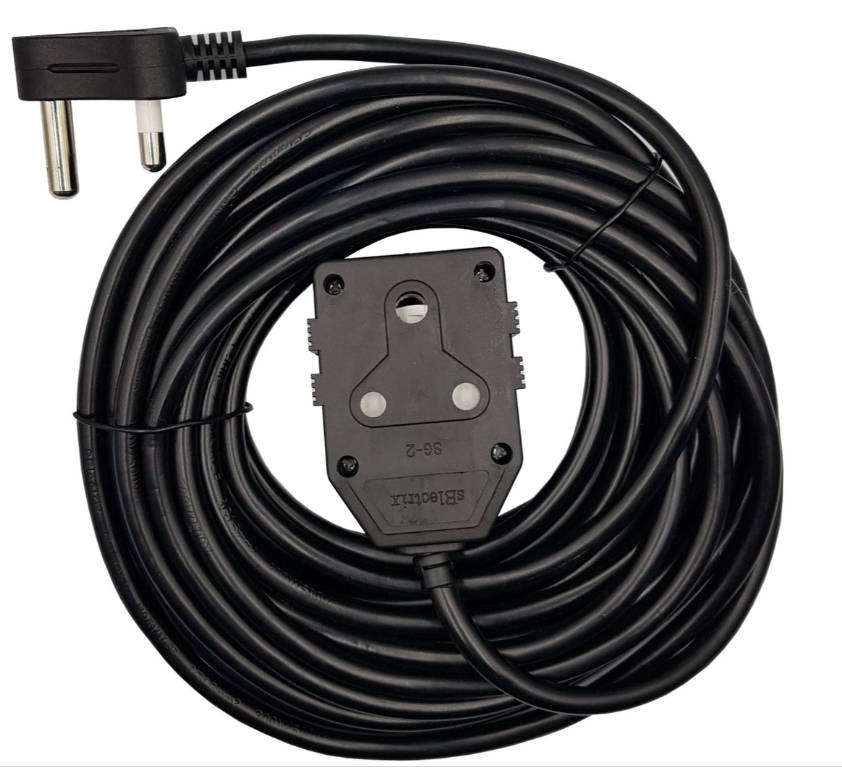 10m Black 10A Extension Electrical Lead / Cable: Double Coupler