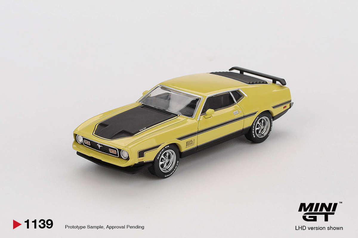 Mini GT #1139 - Ford Mustang Mach 1 (Grabber Yellow) - Premium 1/64 scale model